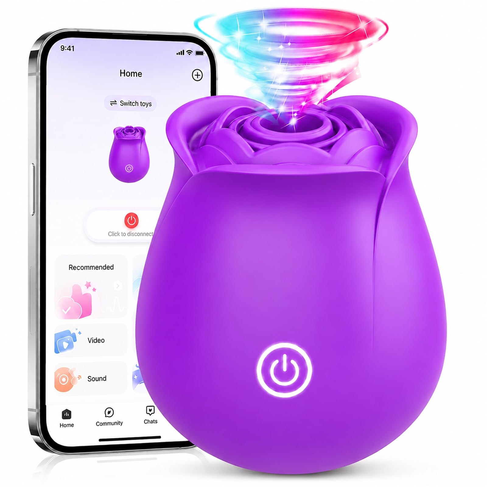 Rose Sex Toy Vibrator for Women, APP Control Rose Adult Toys with 9 Sucking & Vibrating Modes, Waterproof Sex Toys Sucker, Clit Nipple Stimulator for Couples & Solo Nipple Clamps