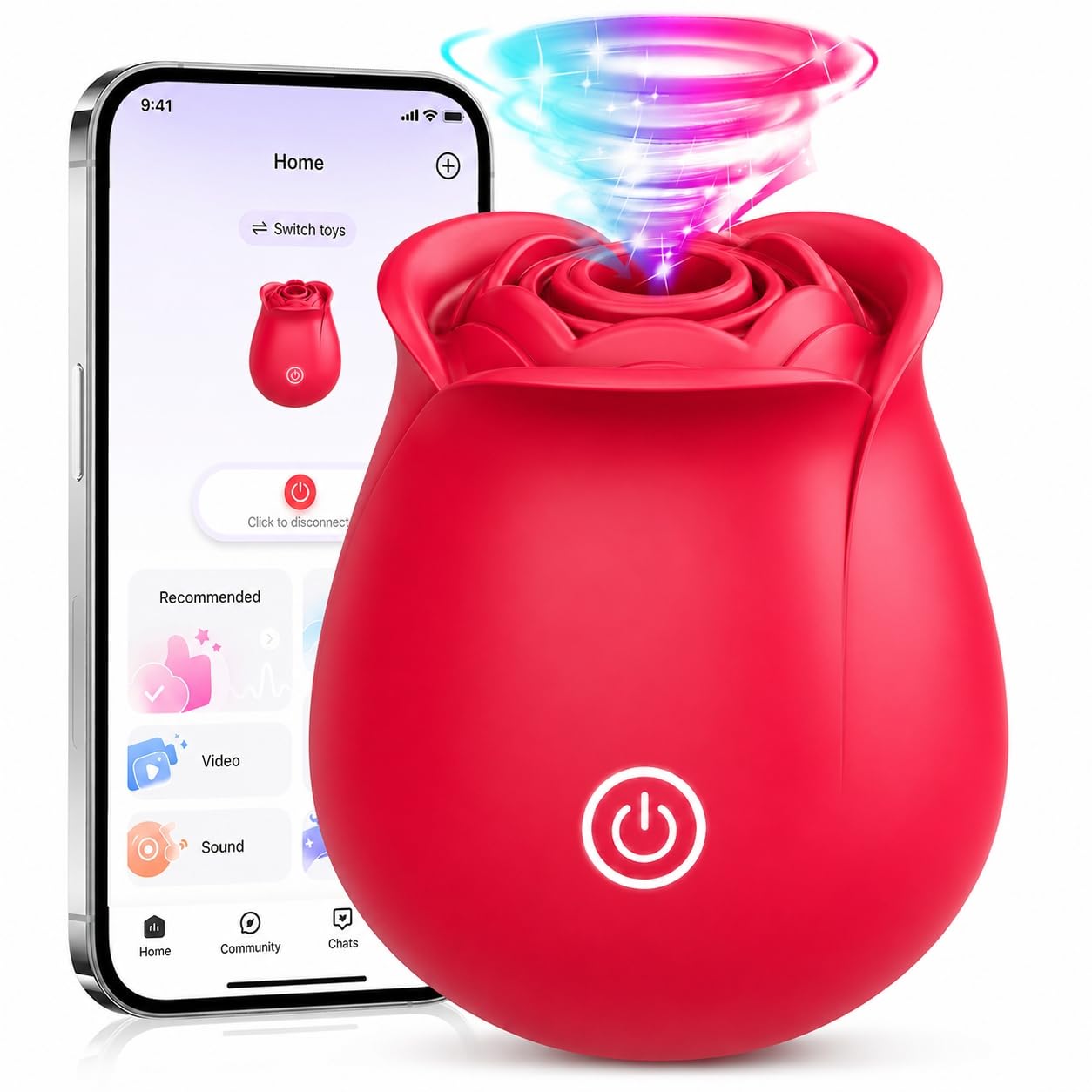 Rose Sex Toy Vibrator for Women, APP Control Rose Adult Toys with 9 Sucking & Vibrating Modes, Waterproof Sex Toys Sucker, Clit Nipple Stimulator for Couples & Solo Nipple Clamps