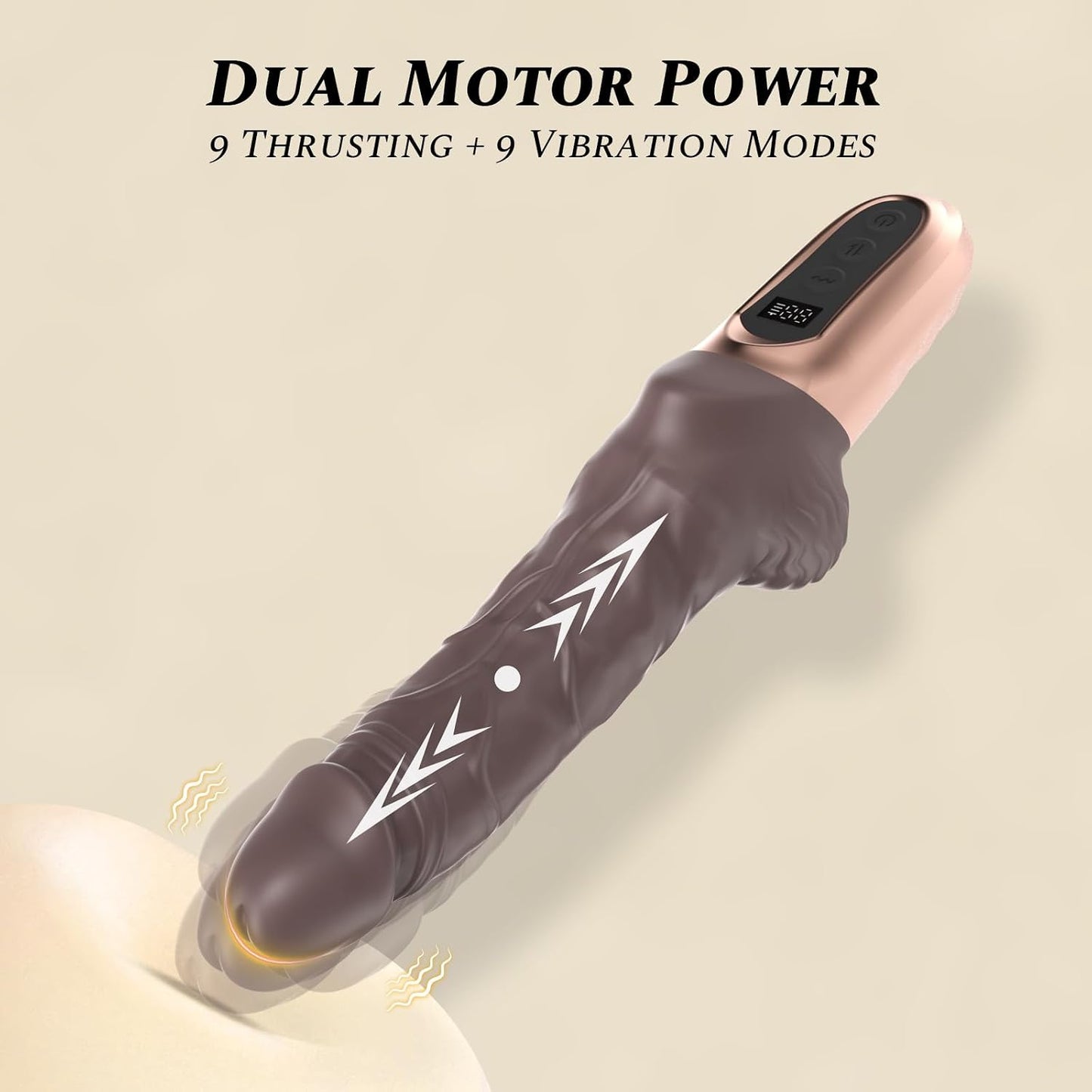 CUNHUA Realistic Silicone Thrusting Vibrator 9.8", 9+9 Modes