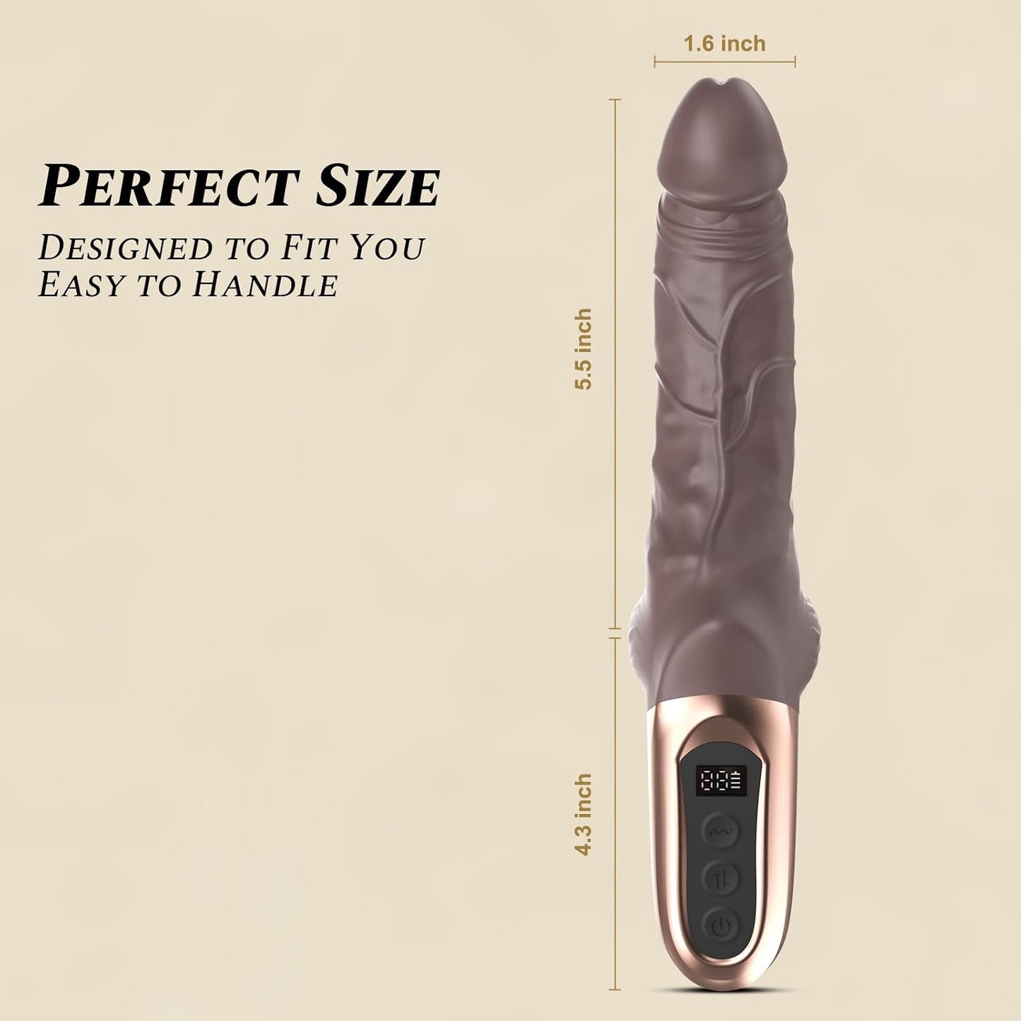 CUNHUA Realistic Silicone Thrusting Vibrator 9.8", 9+9 Modes