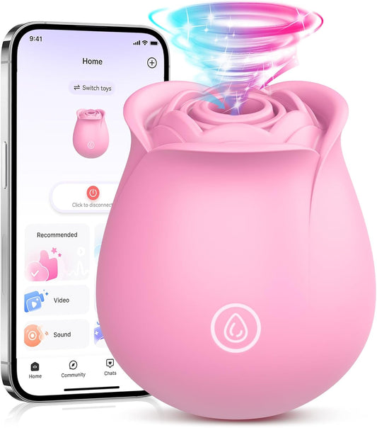 Rose Sex Toy Vibrator for Women, APP Control Rose Adult Toys with 9 Sucking & Vibrating Modes, Waterproof Sex Toys Sucker, Clit Nipple Stimulator for Couples & Solo Nipple Clamps