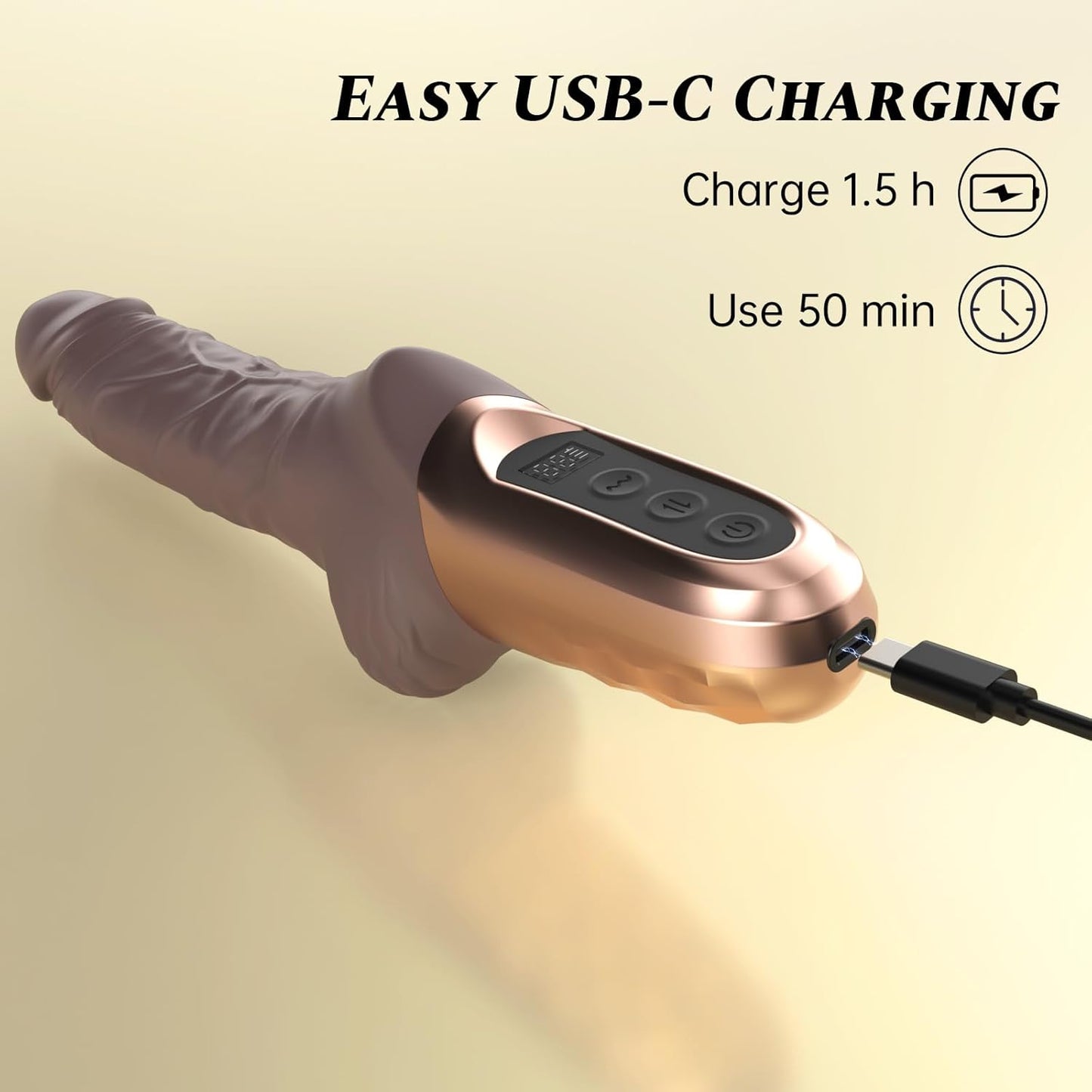 CUNHUA Realistic Silicone Thrusting Vibrator 9.8", 9+9 Modes