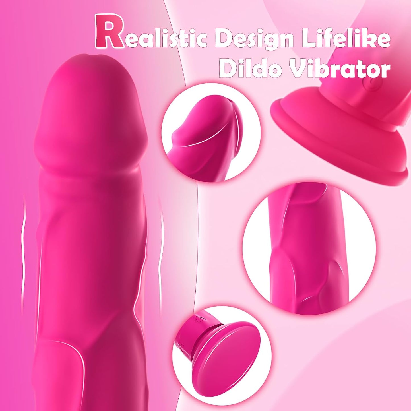 Realistic Pink Dildo G Spot Clit Vibrator Adult Sex Toys for Women Men