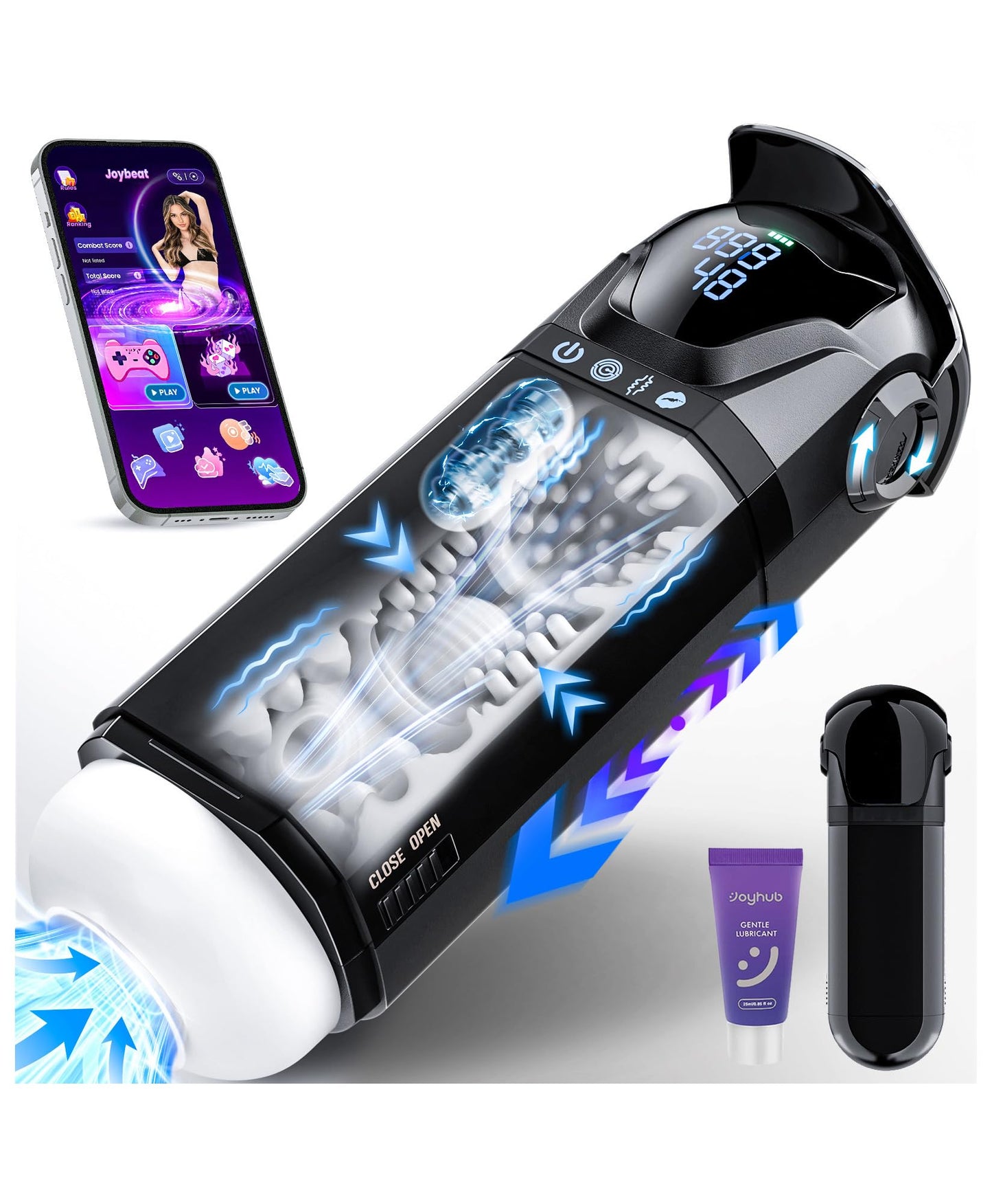 Uoffile Male Masturbator Sex Toys for Men - 3 Sleeves AI Sync Pocket Pussy Penis Pump with 9 Sucking & 9 Vibrating, APP Adult Toys Mens Sex Toy, Colorful Lighting Stroker Machine Erotic Massage Kits