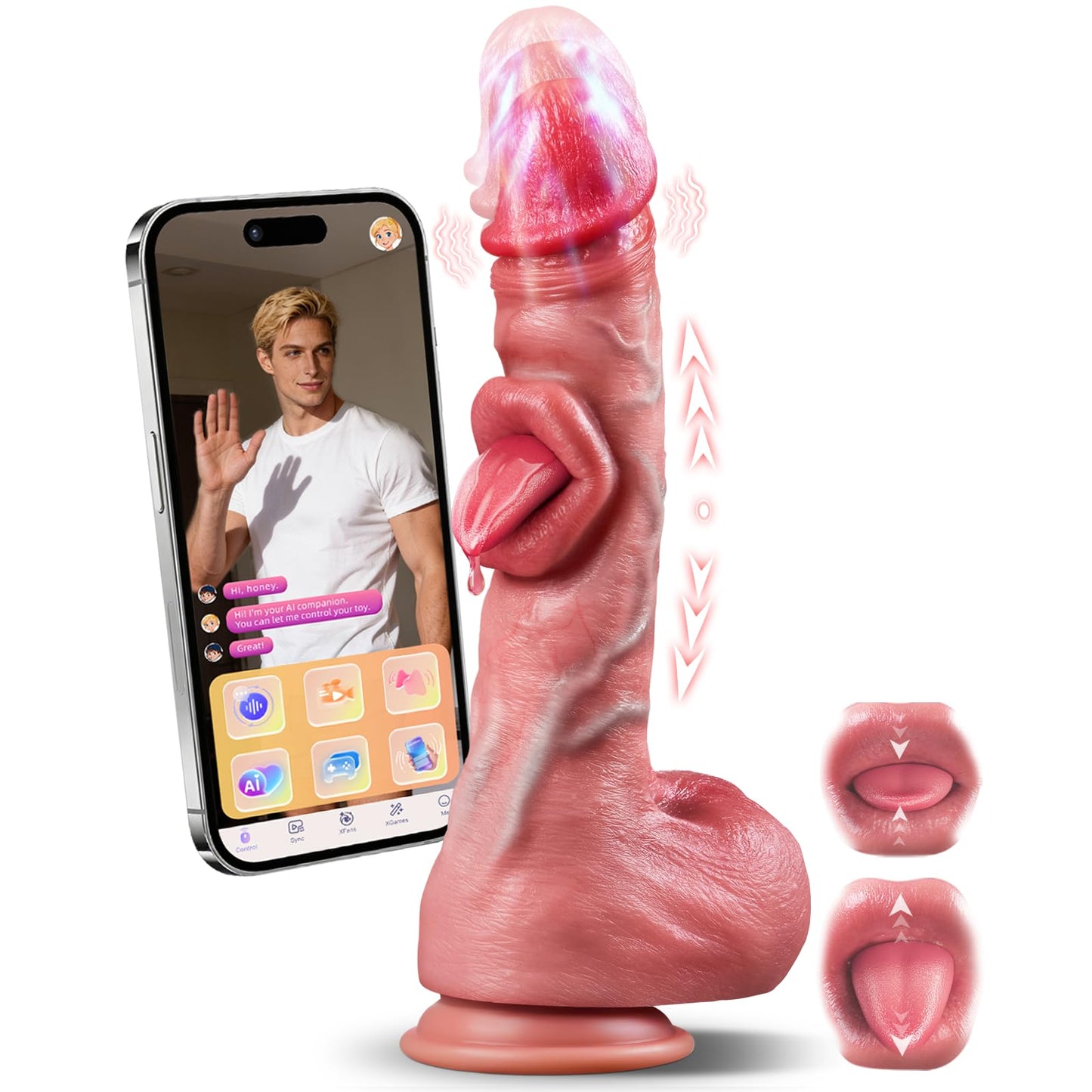 Sex Toys Thrusting Dildo Vibrator, Realistic Skin Friendly Silicone Dildos
