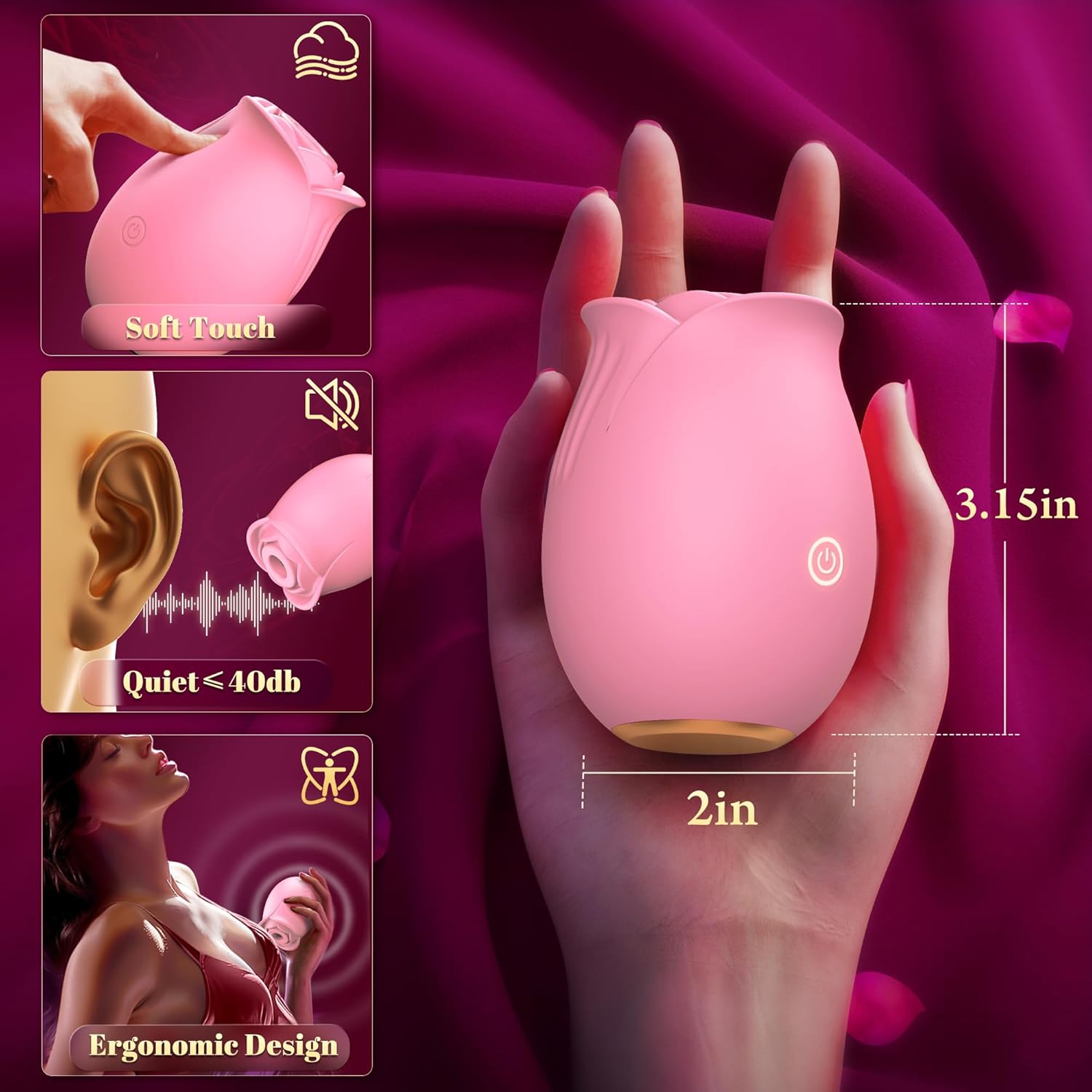 Rose Sex Toy Vibrator for Women, APP Control Rose Adult Toys with 9 Sucking & Vibrating Modes, Waterproof Sex Toys Sucker, Clit Nipple Stimulator for Couples & Solo Nipple Clamps