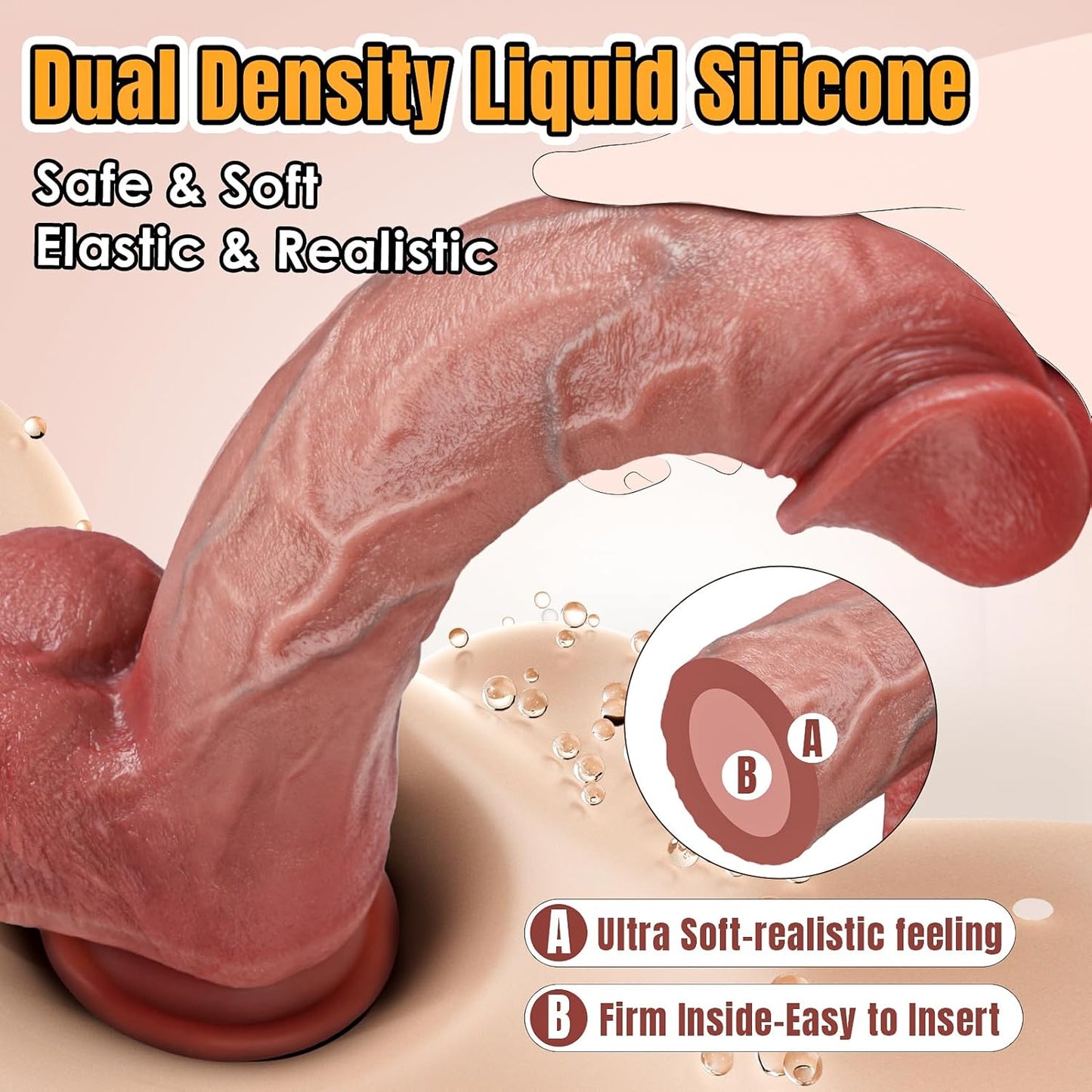 Coocfan 10.8" Realistic Huge Dildo Sex Toys, Dual-Layer Silicone Strap-On