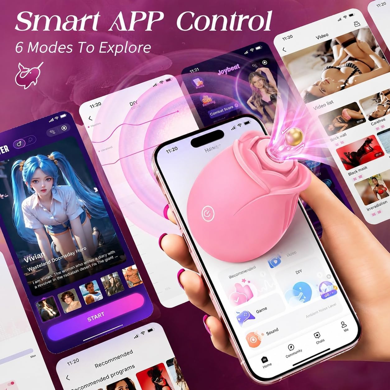 Rose Sex Toy Vibrator for Women, APP Control Rose Adult Toys with 9 Sucking & Vibrating Modes, Waterproof Sex Toys Sucker, Clit Nipple Stimulator for Couples & Solo Nipple Clamps