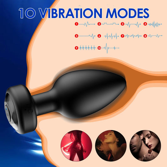 oreyurt Anal Plug Sex Toys Vibrator – Silicone Butt Plugs Training Kit with Remote Control, 10 Vibration Modes, Prostate Massager for Adults – Black